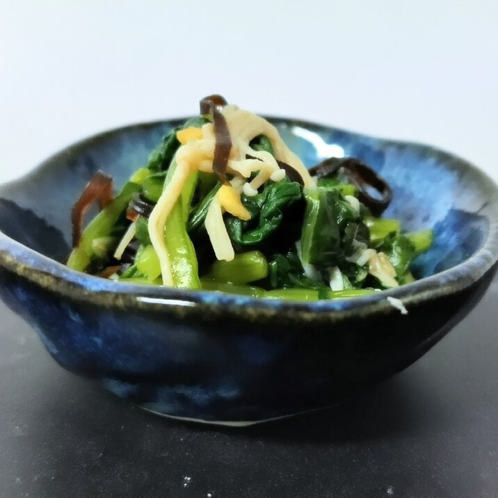 小松菜&えのきで⚝ガーリック風味の塩昆布和え